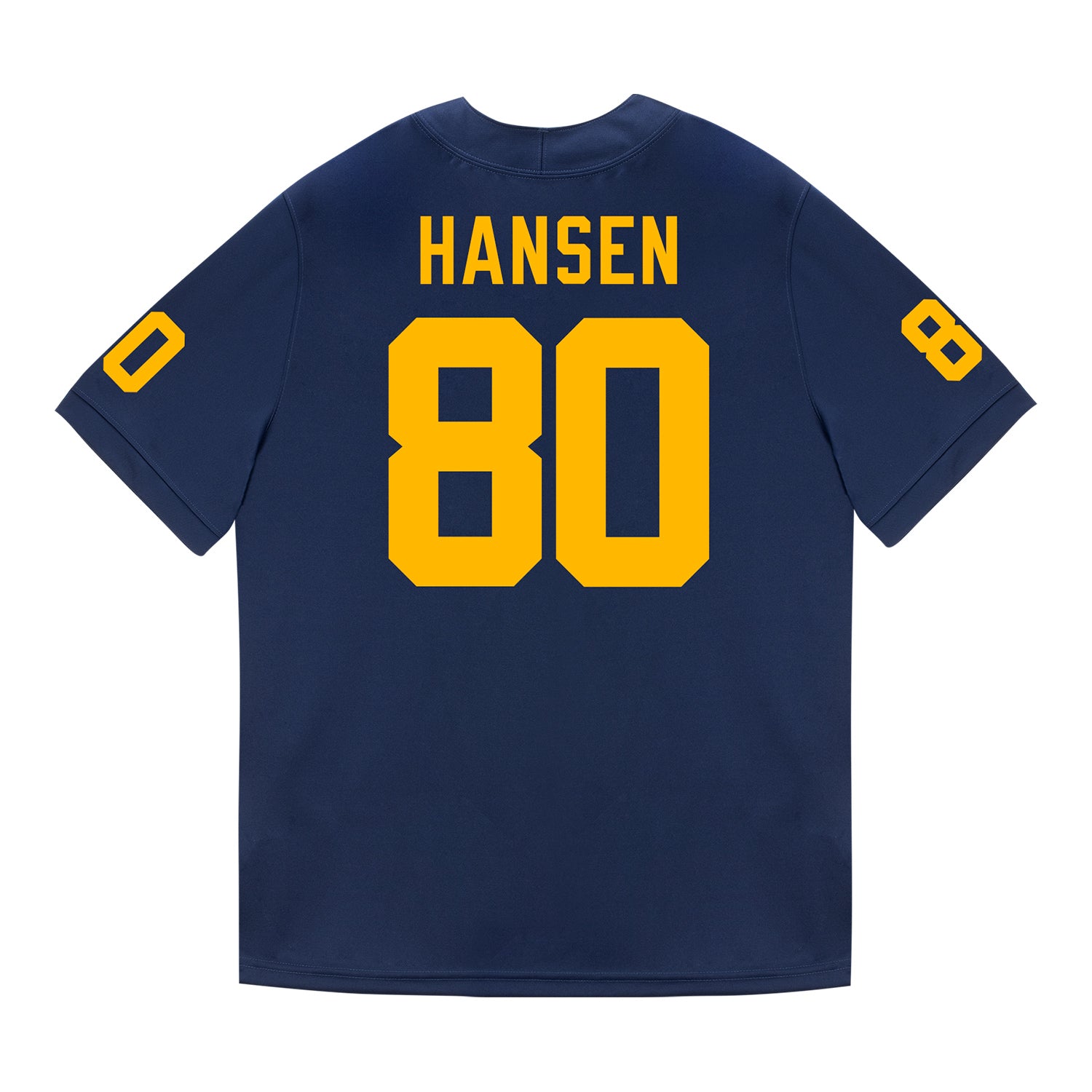 Michigan Wolverines #80 Hogan Hansen Student Athlete Blue Football Jersey - Back View