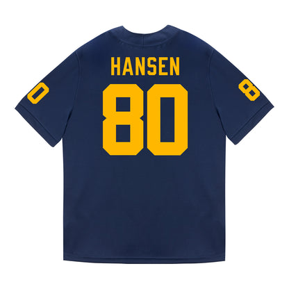 Michigan Wolverines #80 Hogan Hansen Student Athlete Blue Football Jersey - Back View
