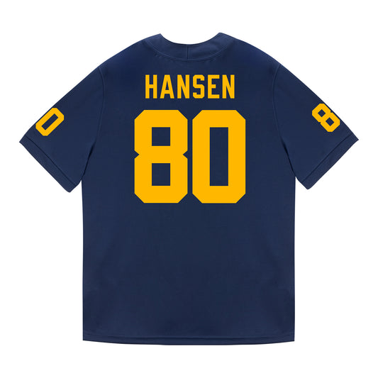 Michigan Wolverines #80 Hogan Hansen Student Athlete Blue Football Jersey - Back View