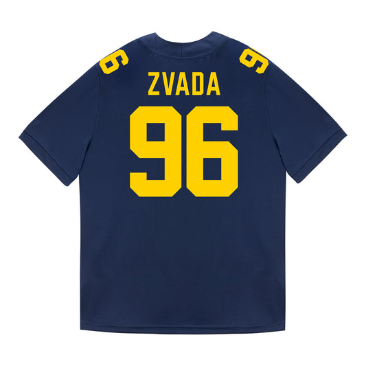 Michigan Wolverines #96 Dominic Zvada Student Athlete Blue Football Jersey