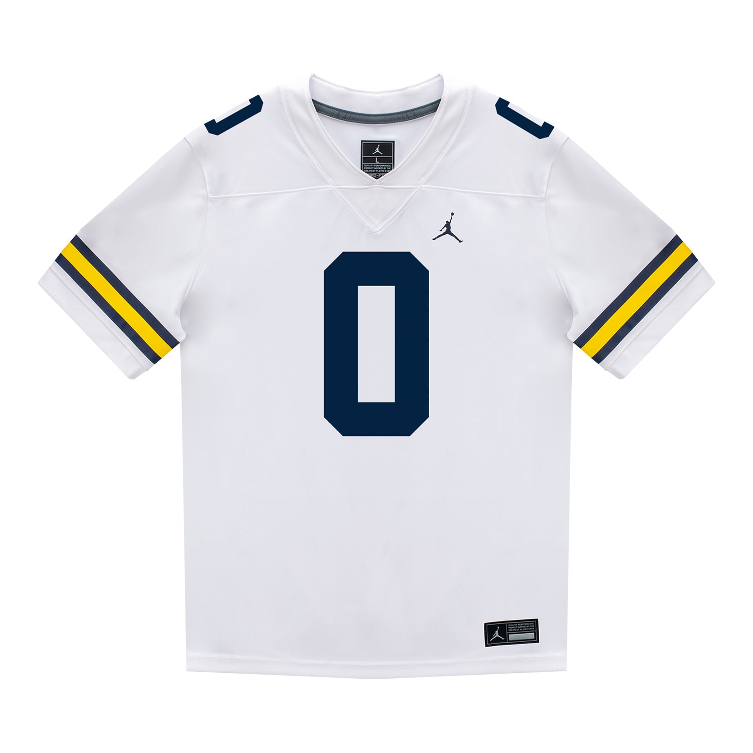 Michigan Wolverines #0 Semaj Morgan Student Athlete White Football Jersey - Front View