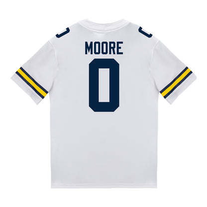 Michigan Wolverines #0 Semaj Morgan Student Athlete White Football Jersey - Back View