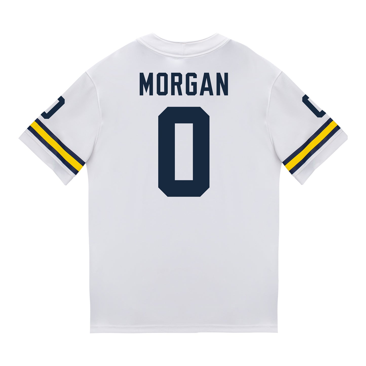 Michigan Wolverines #0 Semaj Morgan Student Athlete White Football Jersey - Back View