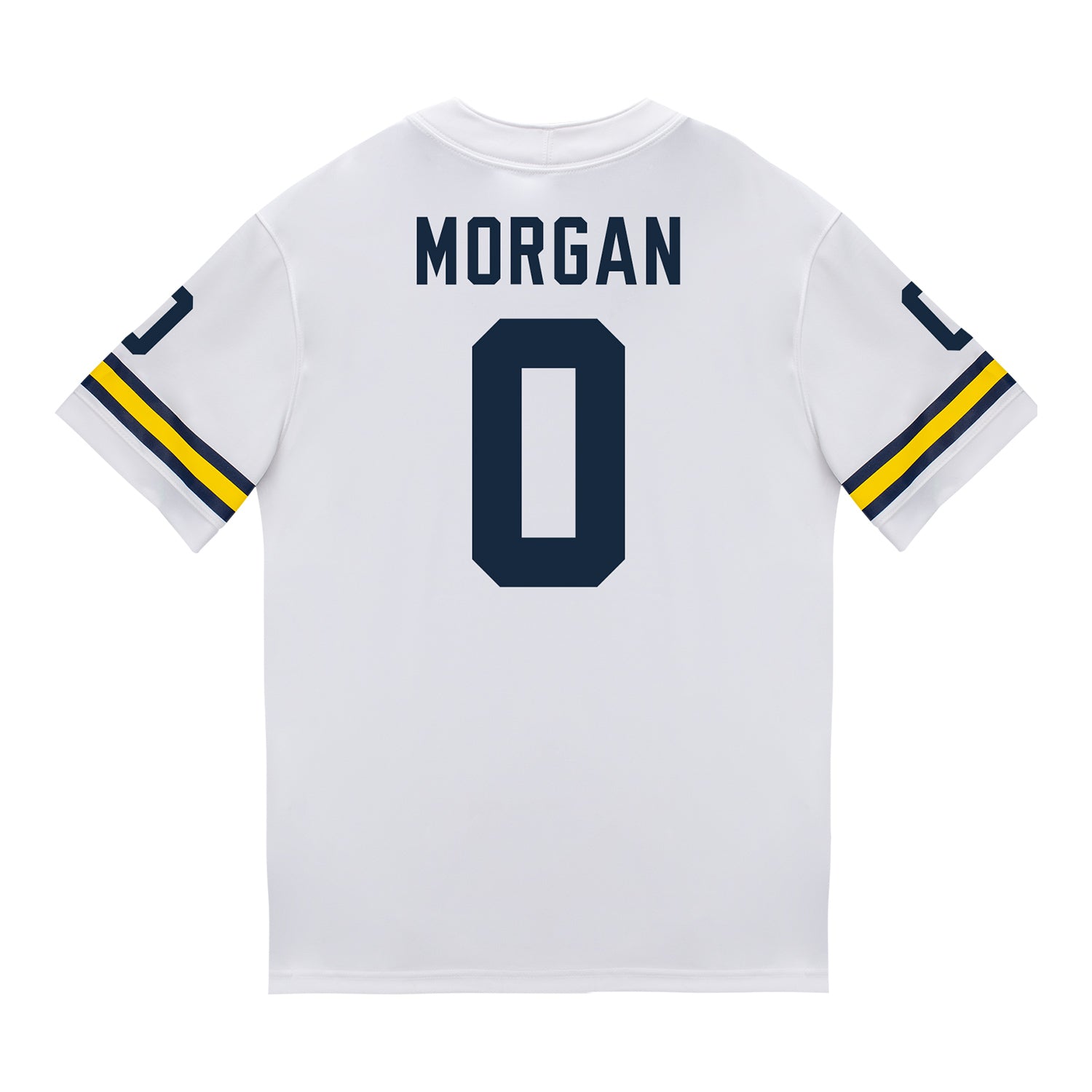 Michigan Wolverines #0 Semaj Morgan Student Athlete White Football Jersey - Back View