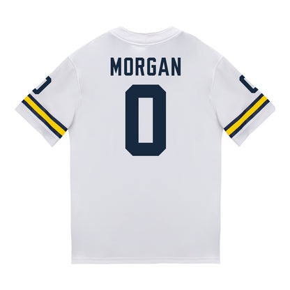 Michigan Wolverines #0 Semaj Morgan Student Athlete White Football Jersey - Back View