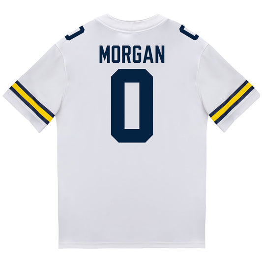 Michigan Wolverines #0 Semaj Morgan Student Athlete White Football Jersey