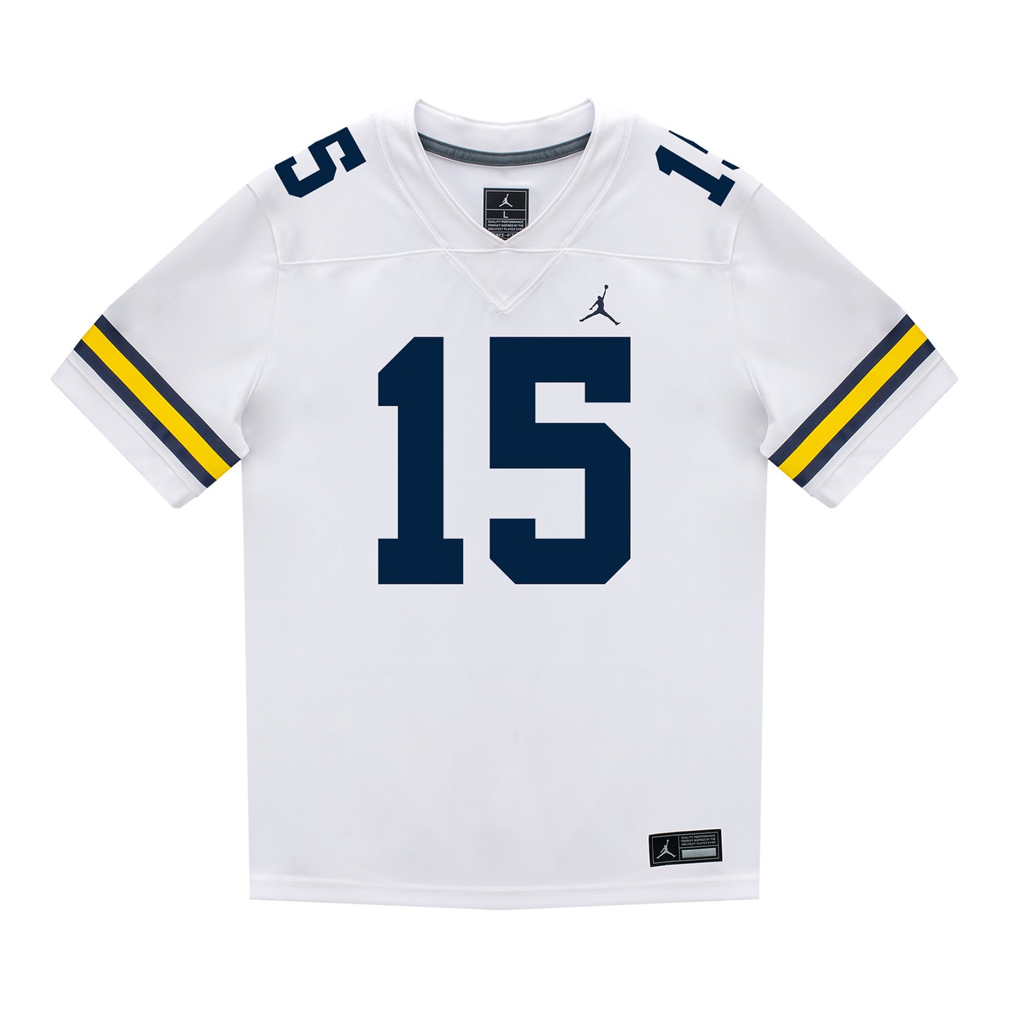Michigan Wolverines #15 Ernest Hausmann Student Athlete White Football Jersey - Front View