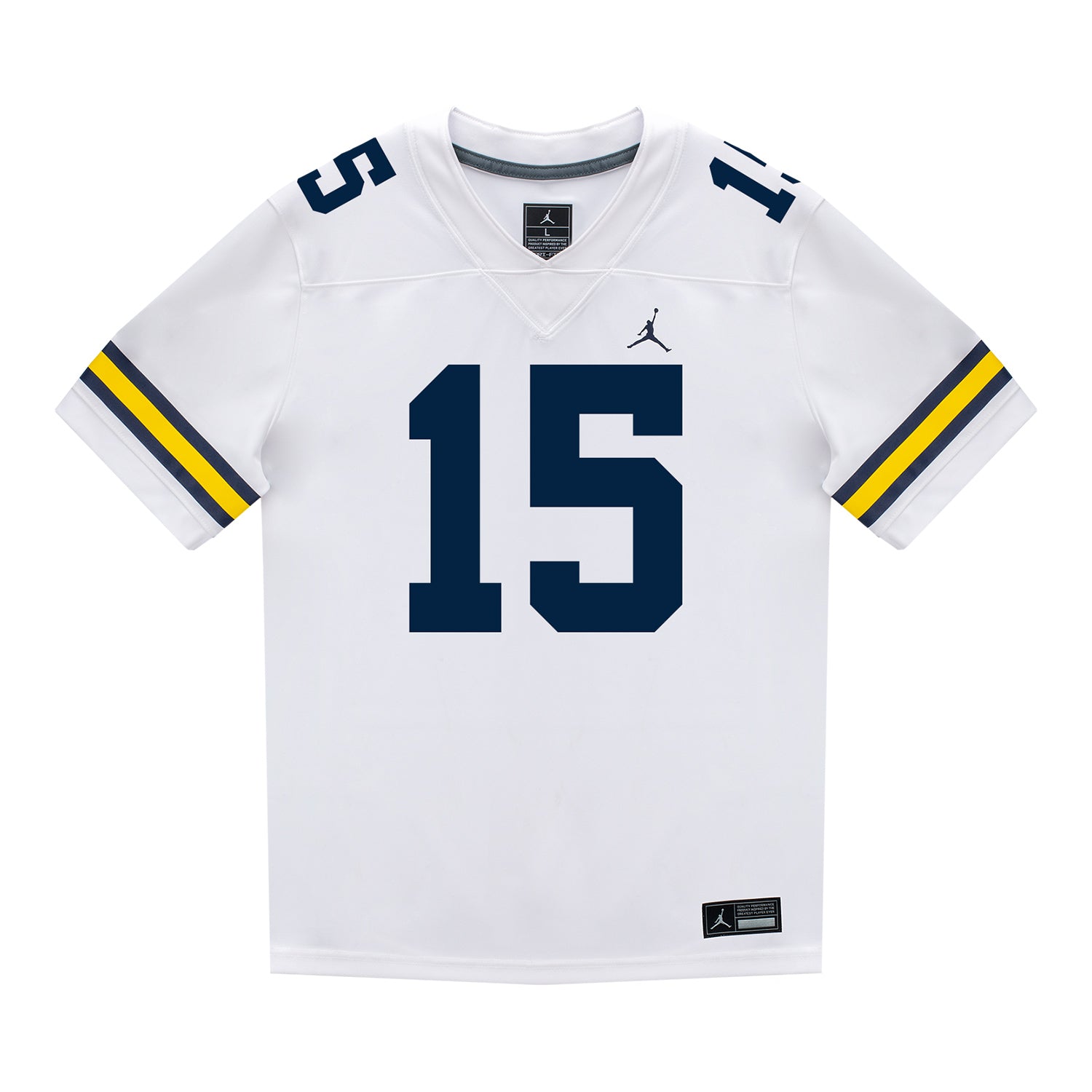 Michigan Wolverines #15 Ernest Hausmann Student Athlete White Football Jersey - Front View