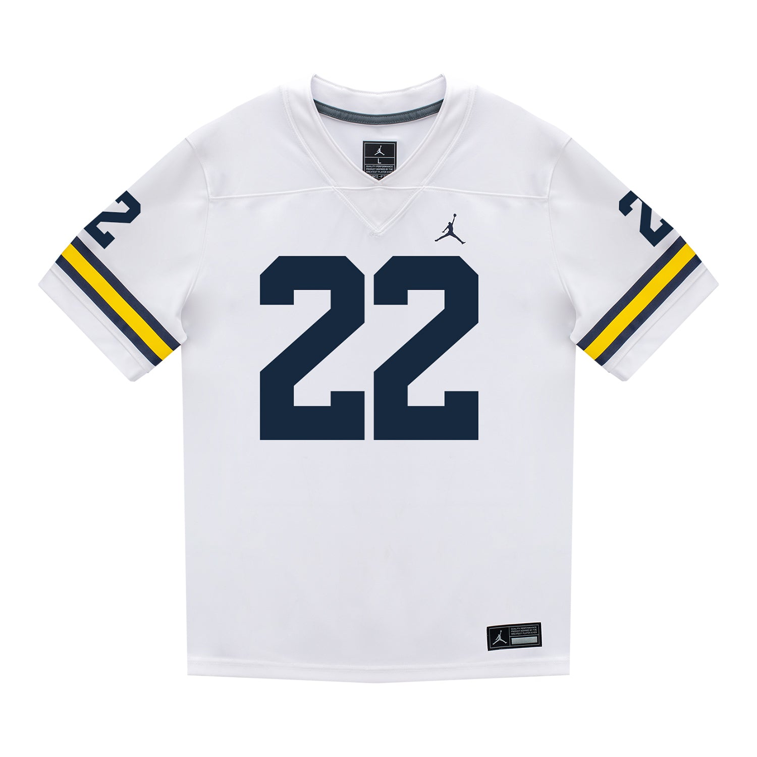 Michigan Wolverines #22 Justice Haynes Student Athlete White Football Jersey In White - Front View