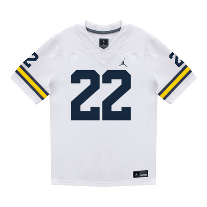 Michigan Wolverines #22 Justice Haynes Student Athlete White Football Jersey In White - Front View