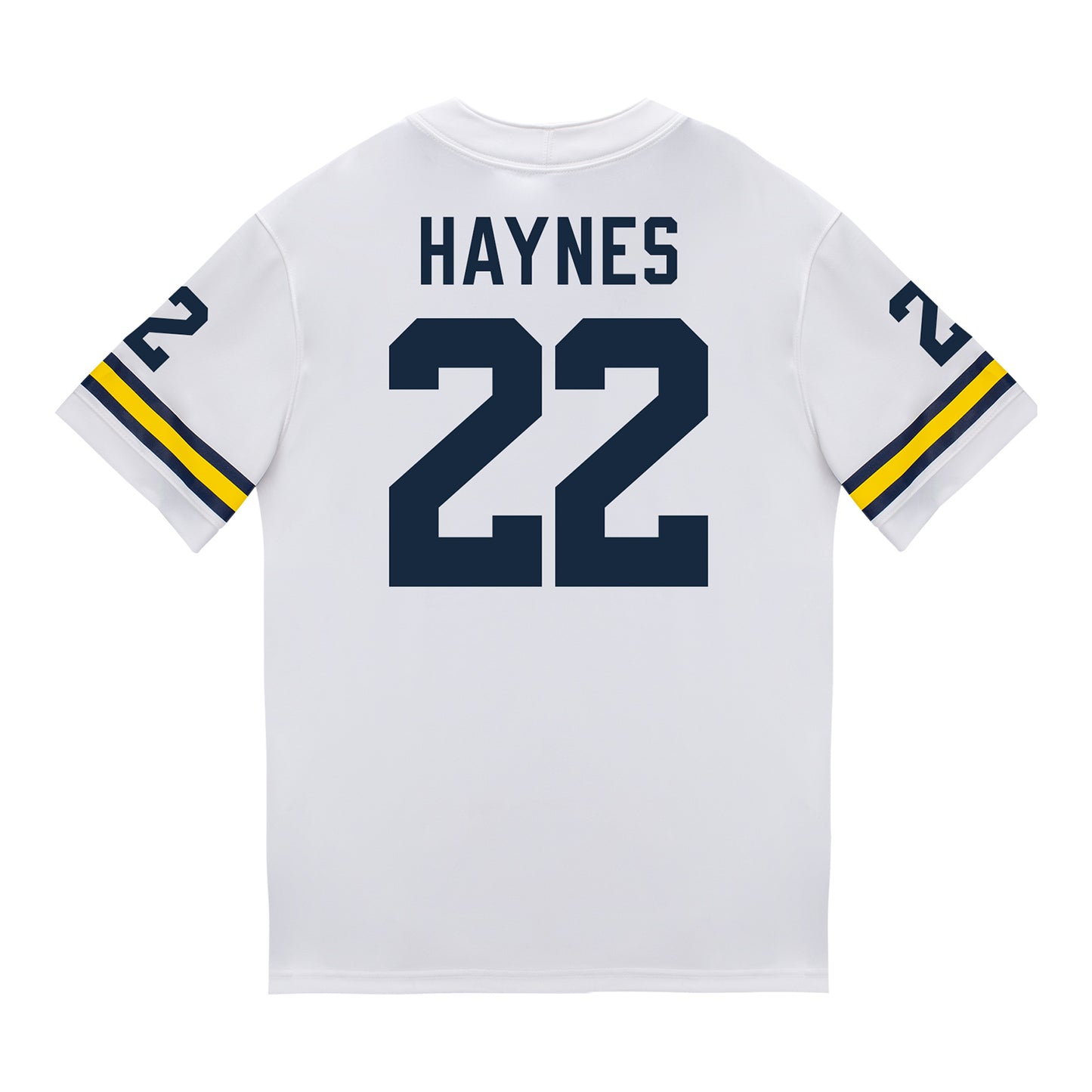 Michigan Wolverines #22 Justice Haynes Student Athlete White Football Jersey In White - Back View