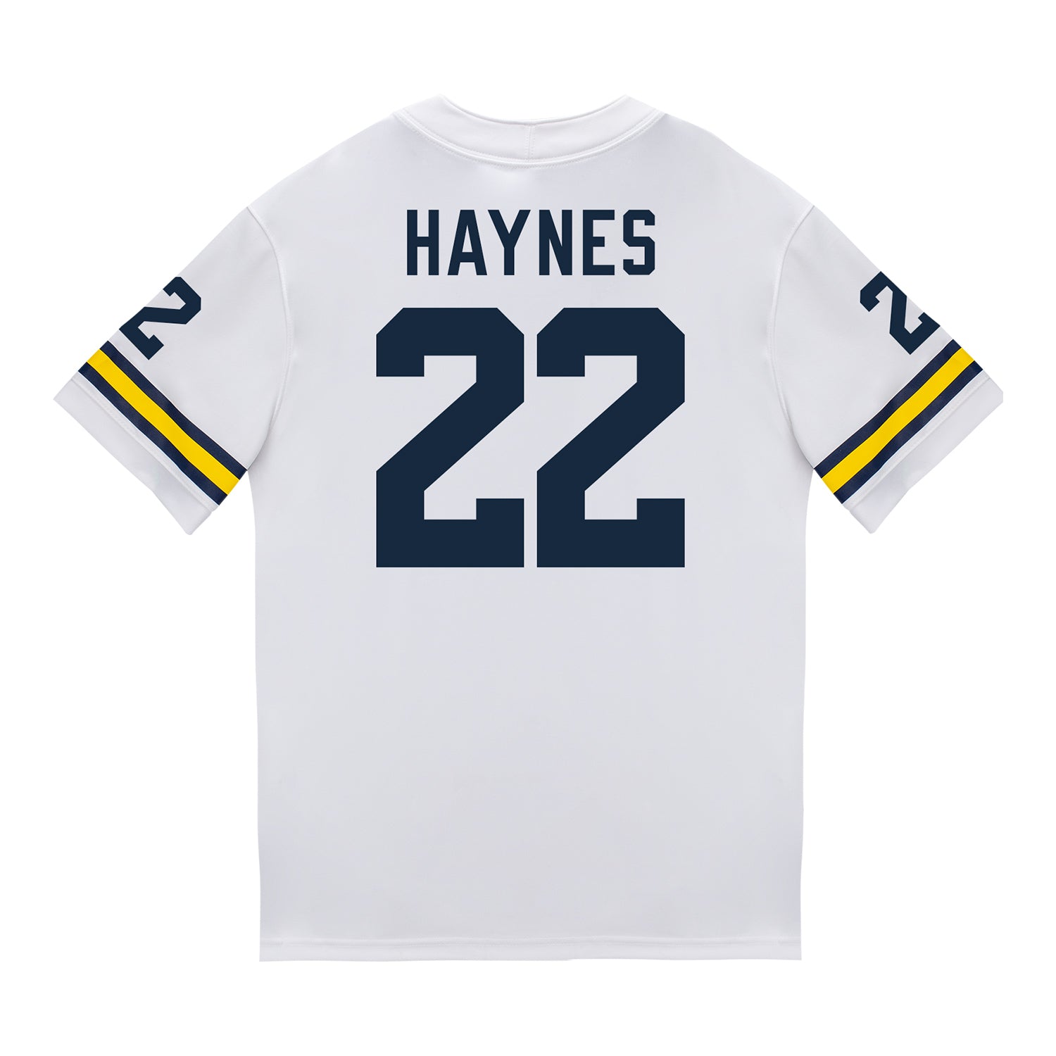 Michigan Wolverines #22 Justice Haynes Student Athlete White Football Jersey In White - Back View