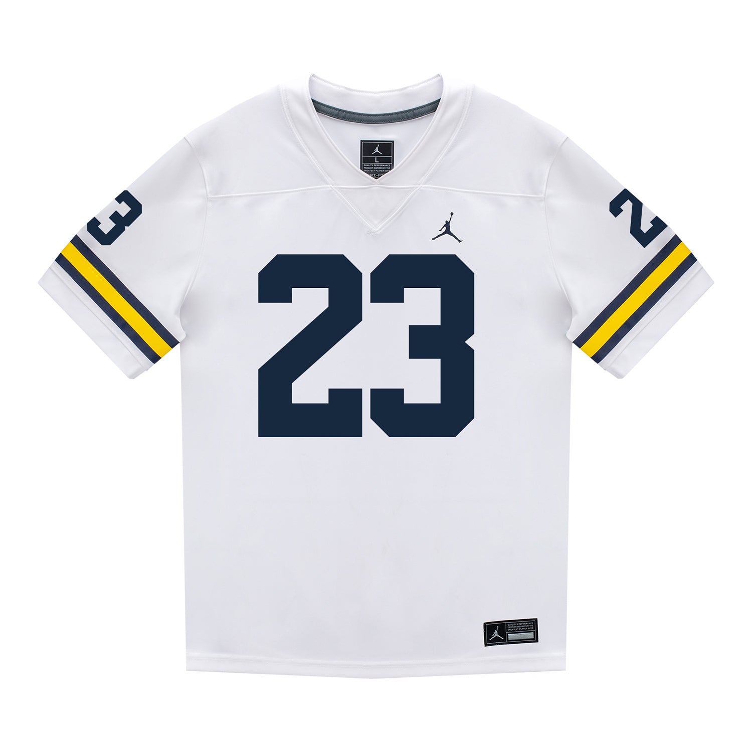 Michigan Wolverines #23 Jordan Marshall Student Athlete White Football Jersey In White - Front View