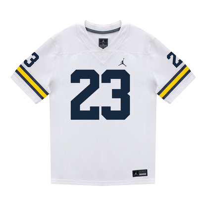 Michigan Wolverines #23 Jordan Marshall Student Athlete White Football Jersey In White - Front View