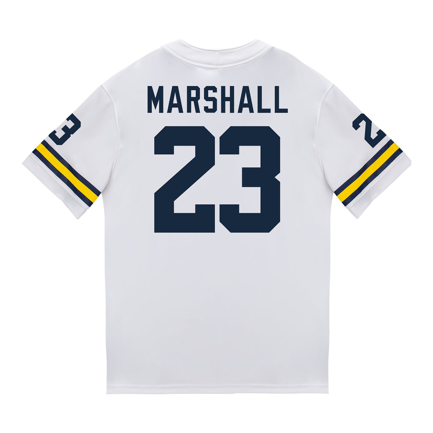 Michigan Wolverines #23 Jordan Marshall Student Athlete White Football Jersey In White - Back View