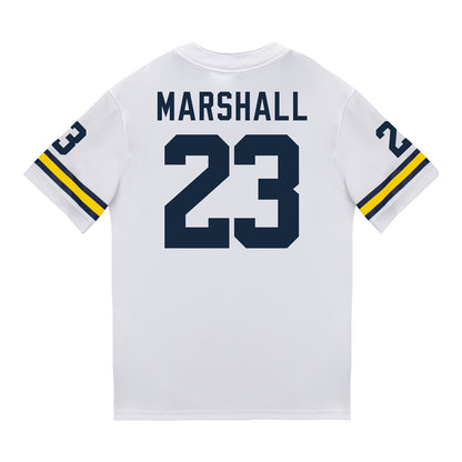 Michigan Wolverines #23 Jordan Marshall Student Athlete White Football Jersey In White - Back View