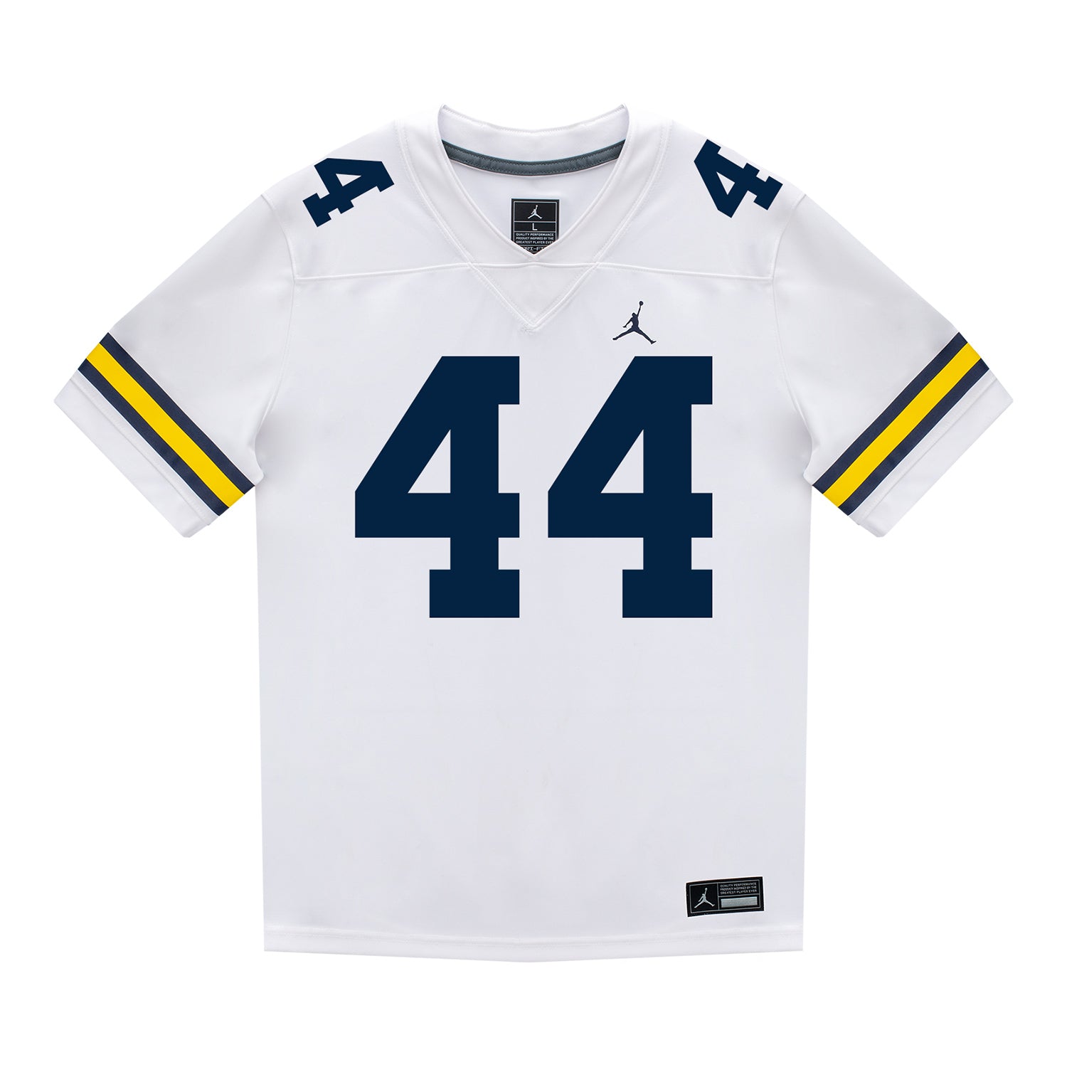 Michigan Wolverines #44 Max Bredeson Student Athlete White Football Jersey - Front View