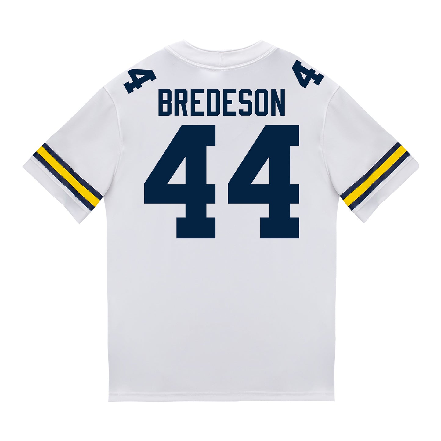 Michigan Wolverines #44 Max Bredeson Student Athlete White Football Jersey - Back View