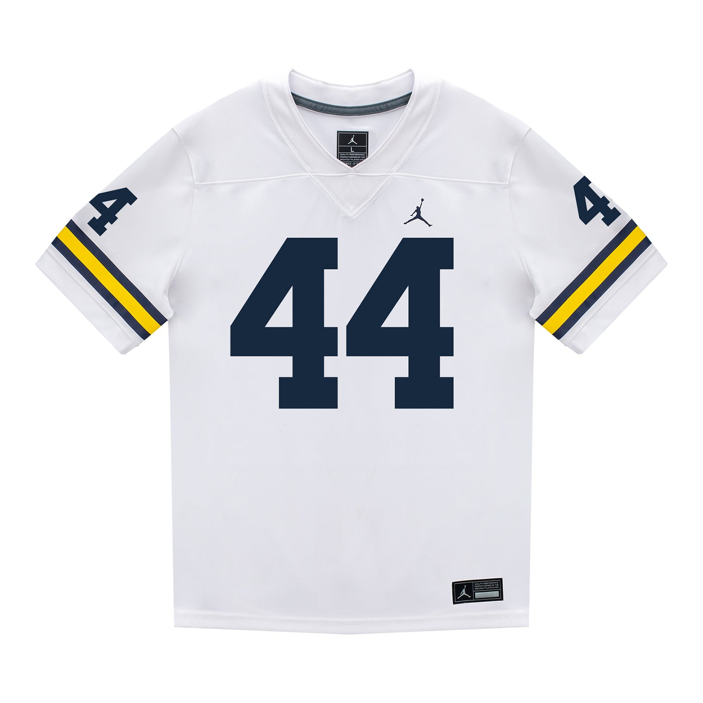Michigan Wolverines #44 Max Bredeson Student Athlete White Football Jersey In White - Front View