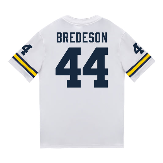 Michigan Wolverines #44 Max Bredeson Student Athlete White Football Jersey In White - Back View