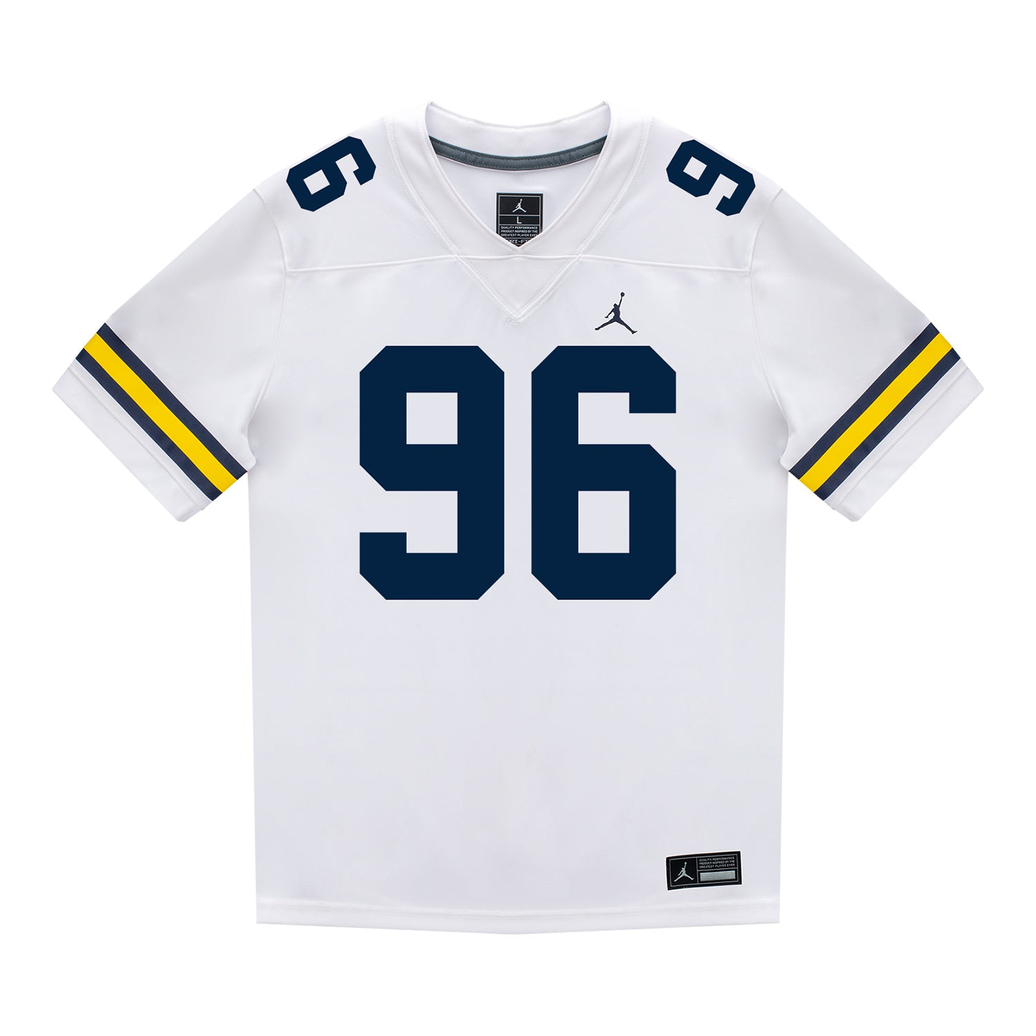 Michigan Wolverines #96 Dominic Zvada Student Athlete White Football Jersey - Front View