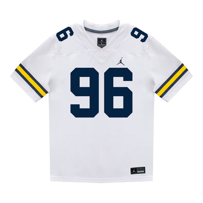 Michigan Wolverines #96 Dominic Zvada Student Athlete White Football Jersey - Front View