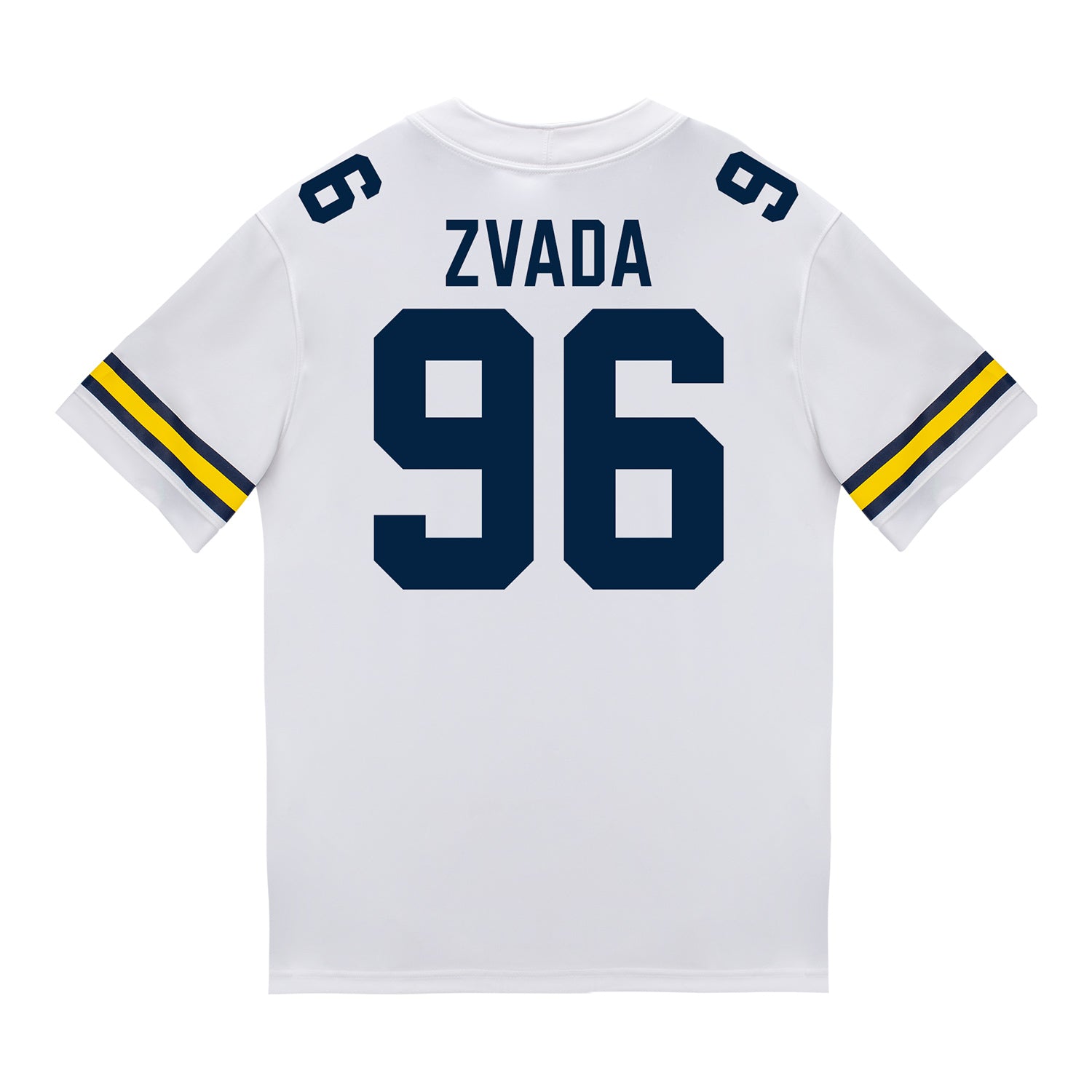 Michigan Wolverines #96 Dominic Zvada Student Athlete White Football Jersey - Back View