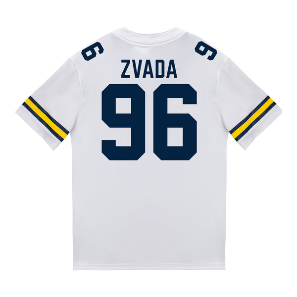 Michigan Wolverines #96 Dominic Zvada Student Athlete White