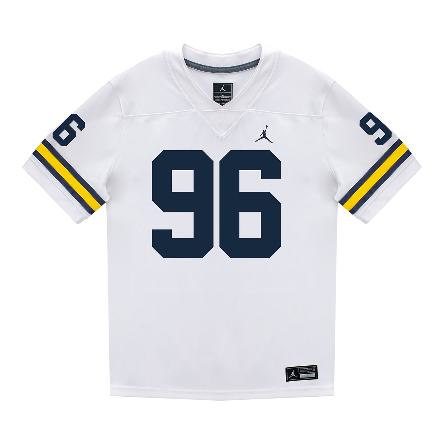 Michigan Wolverines #96 Dominic Zvada Student Athlete White Football Jersey - Front View