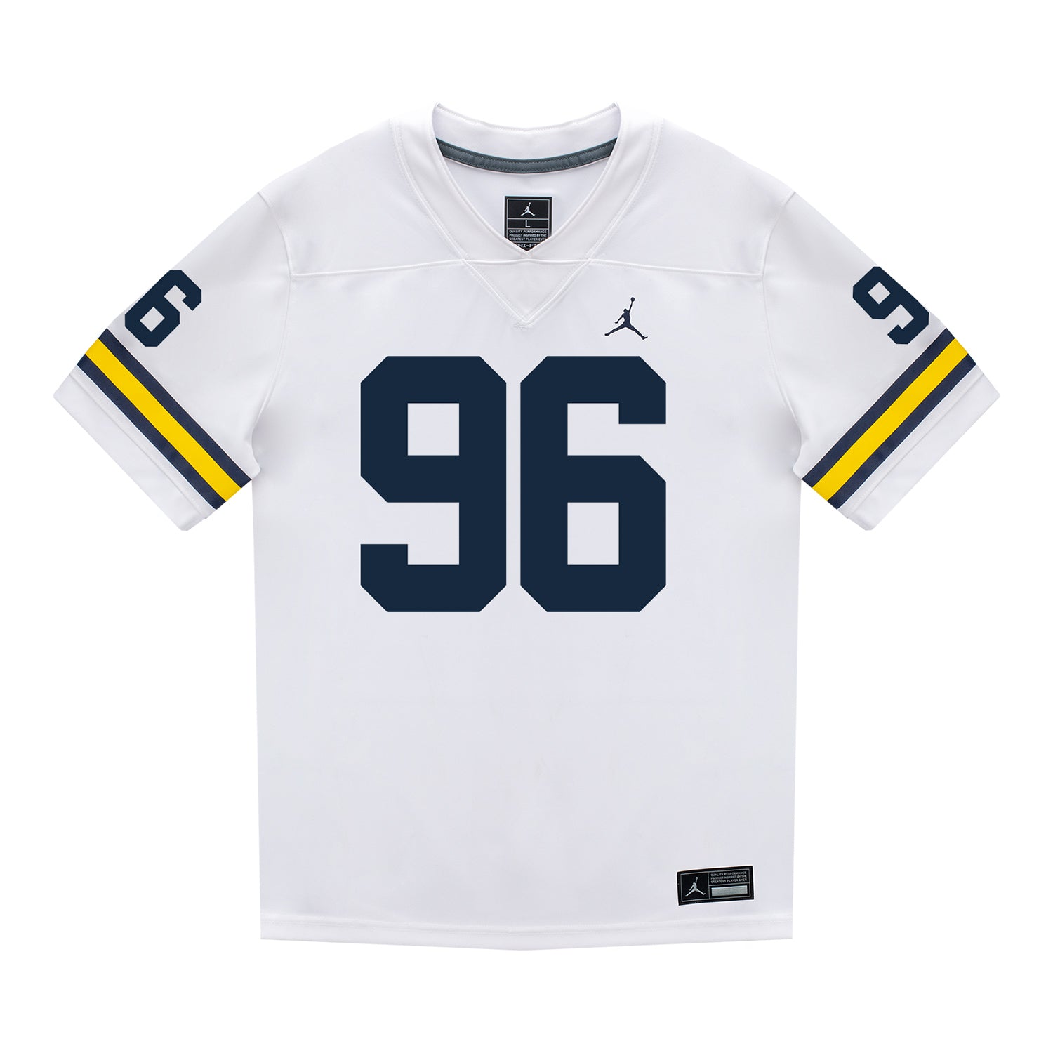 Michigan Wolverines #96 Dominic Zvada Student Athlete White Football Jersey - Front View