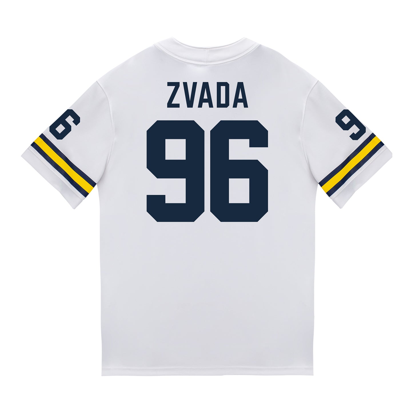 Michigan Wolverines #96 Dominic Zvada Student Athlete White Football Jersey - Back View