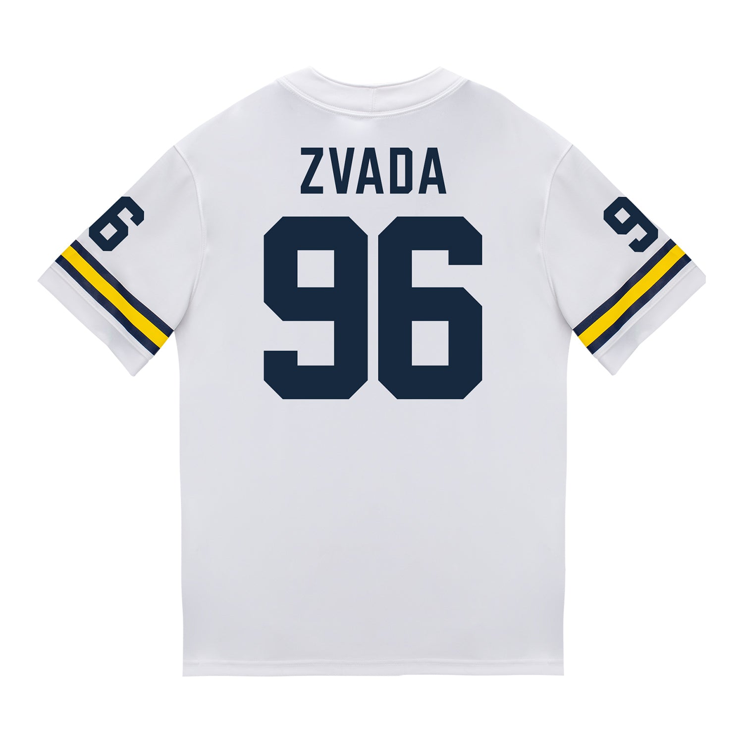 Michigan Wolverines #96 Dominic Zvada Student Athlete White Football Jersey - Back View