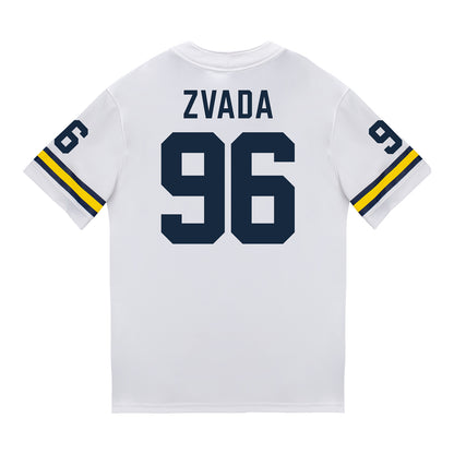 Michigan Wolverines #96 Dominic Zvada Student Athlete White Football Jersey - Back View