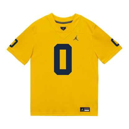 Michigan Wolverines #0 Semaj Morgan Student Athlete Maize Football Jersey - Front View