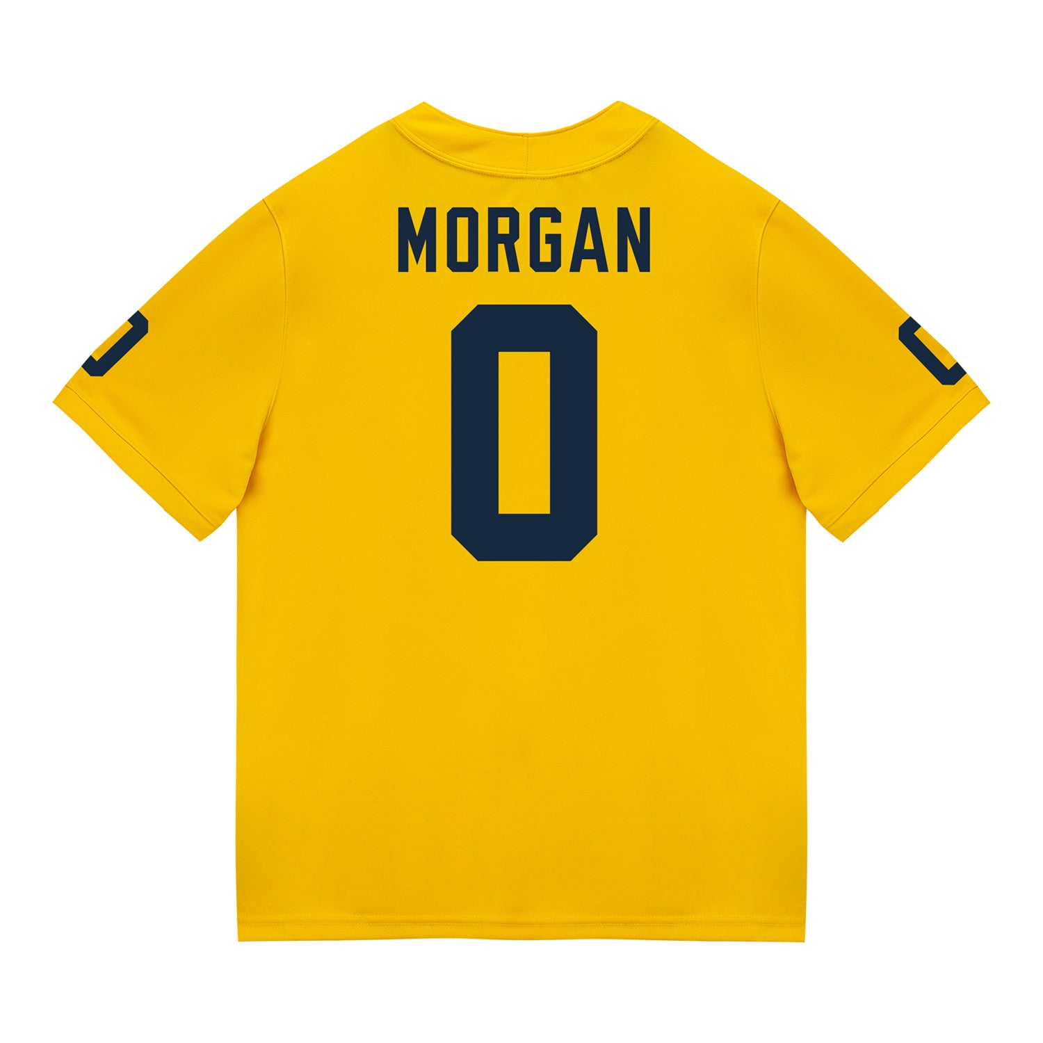 Michigan Wolverines #0 Semaj Morgan Student Athlete Maize Football Jersey - Back View