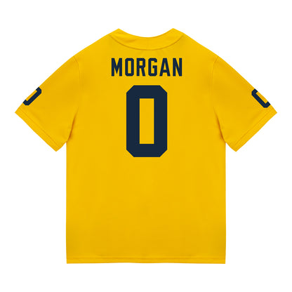 Michigan Wolverines #0 Semaj Morgan Student Athlete Maize Football Jersey - Back View
