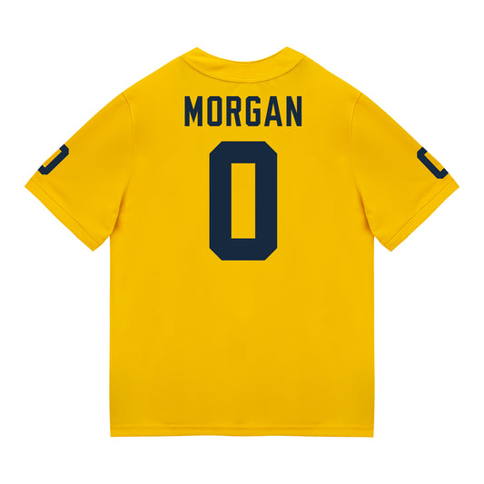 Michigan Wolverines #0 Semaj Morgan Student Athlete Maize Football Jersey - Back View