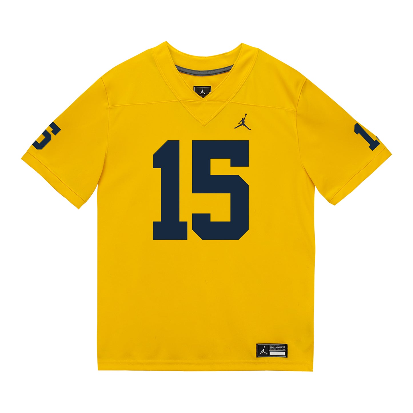 Michigan Wolverines #15 Ernest Hausmann Student Athlete Maize Football Jersey - Front View