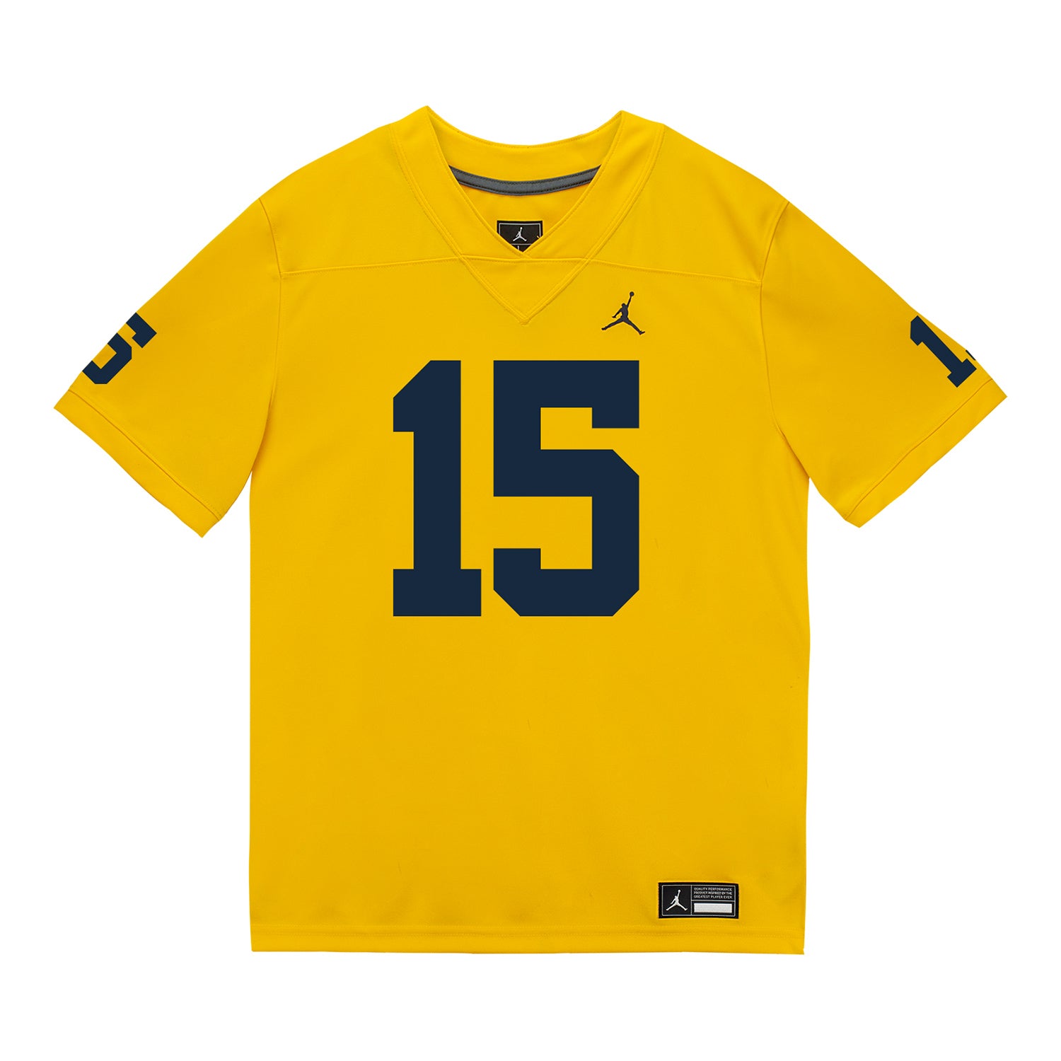 Michigan Wolverines #15 Ernest Hausmann Student Athlete Maize Football Jersey - Front View