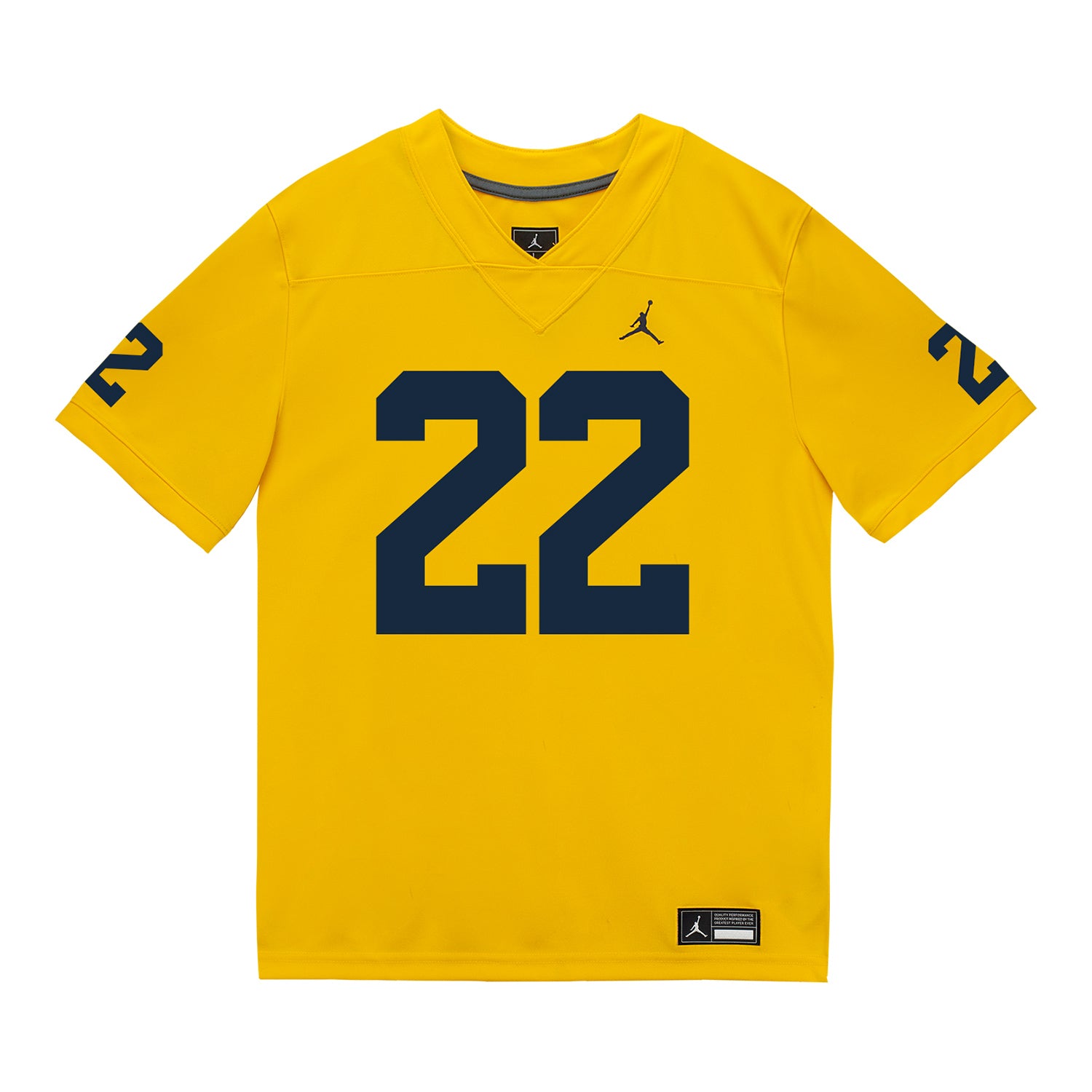 Michigan Wolverines #22 Justice Haynes Student Athlete Maize Football Jersey - Front View