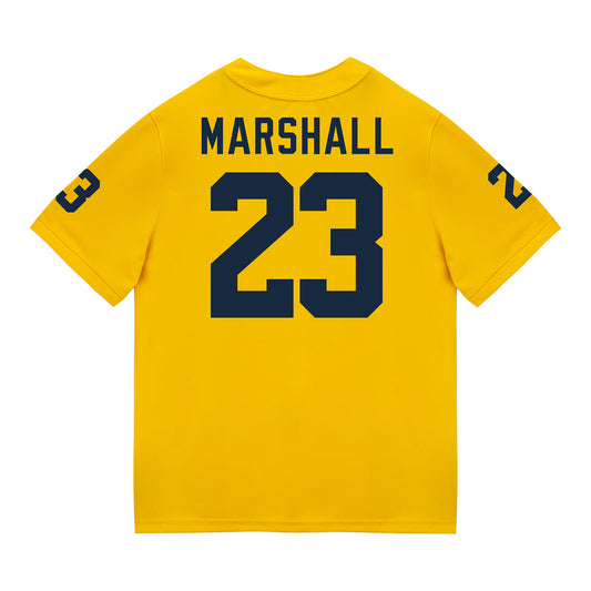 Michigan Wolverines #23 Jordan Marshall Student Athlete Maize Football Jersey - Back View