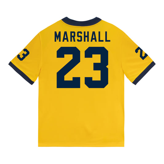 Michigan Wolverines #23 Jordan Marshall Student Athlete Maize Football Jersey - Back View