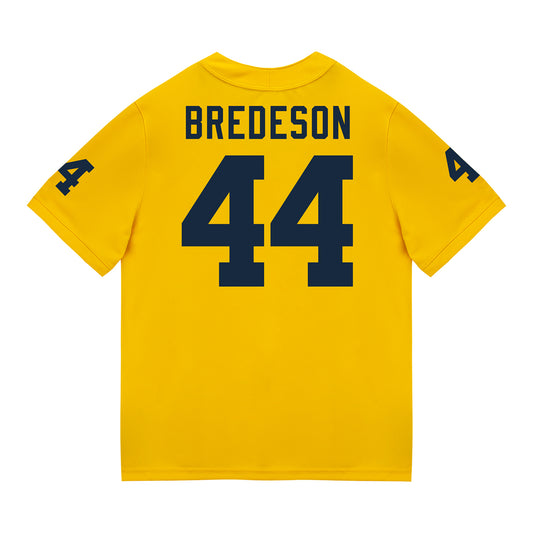 Michigan Wolverines #44 Max Bredeson Student Athlete Maize Football Jersey - Back View