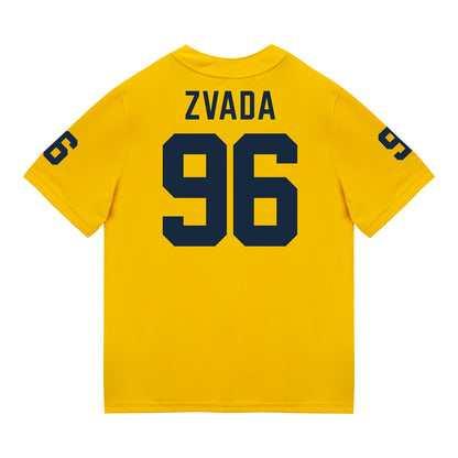 Michigan Wolverines #96 Dominic Zvada Student Athlete Maize Football Jersey - Back View