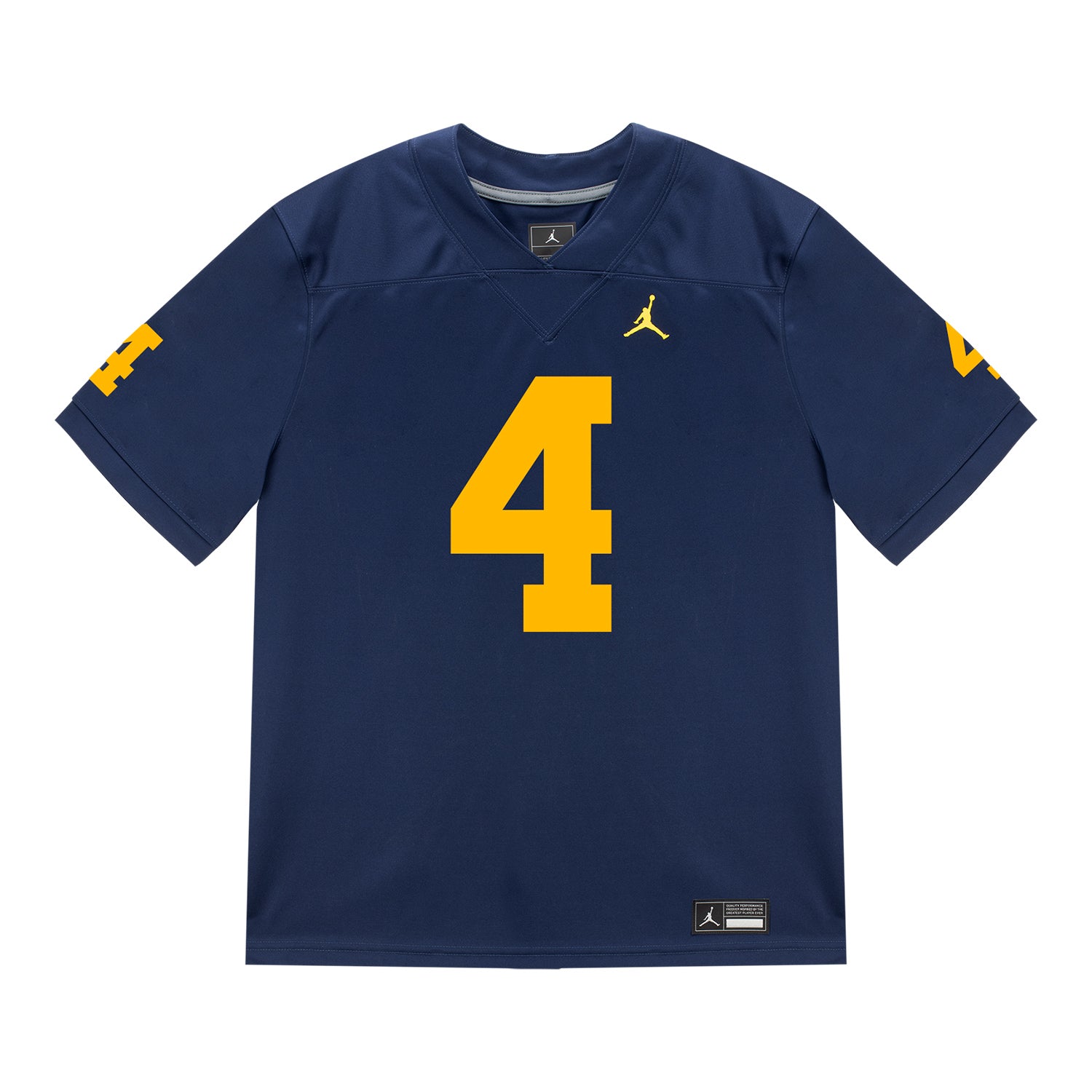 Michigan Wolverines #4 Andrew Marsh Student Athlete Blue Football Jersey - Front View