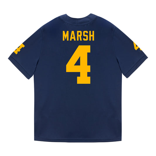 Michigan Wolverines #4 Andrew Marsh Student Athlete Blue Football Jersey - Back View