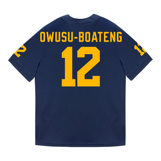 Michigan Wolverines #12 Nathaniel Owusu-Boateng Student Athlete Blue Football Jersey - Front View