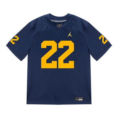 Michigan Wolverines #22 Elijah Dotson Student Athlete Blue Football Jersey - Front View
