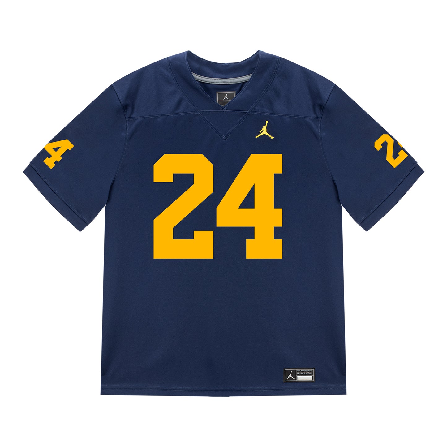 Michigan Wolverines #24 Bryson Kuzdzal Student Athlete Blue Football Jersey - Front View