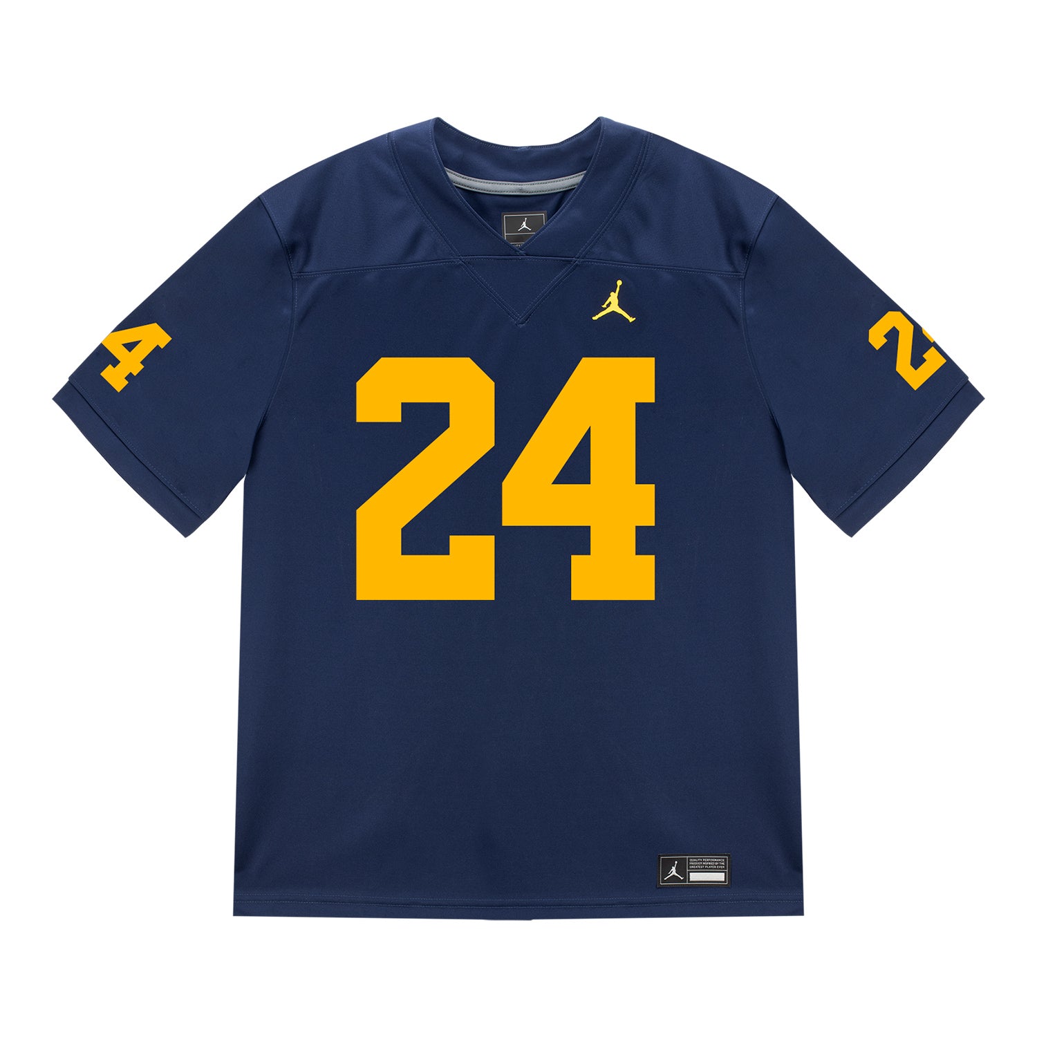 Michigan Wolverines #24 Bryson Kuzdzal Student Athlete Blue Football Jersey - Front View